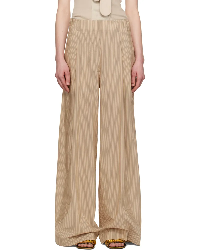 Dries van Noten Beige Striped Trousers 101