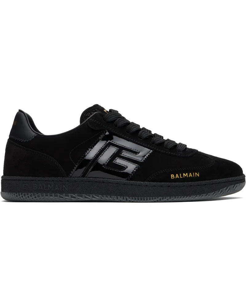 Balmain Black 'Balmain' Swan Suede & Leather Sneakers 0pa
