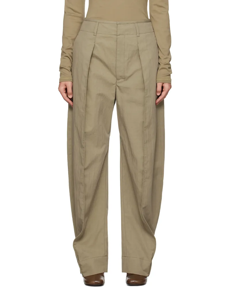 Christophe Lemaire Khaki Curved Volume Trousers Gr619