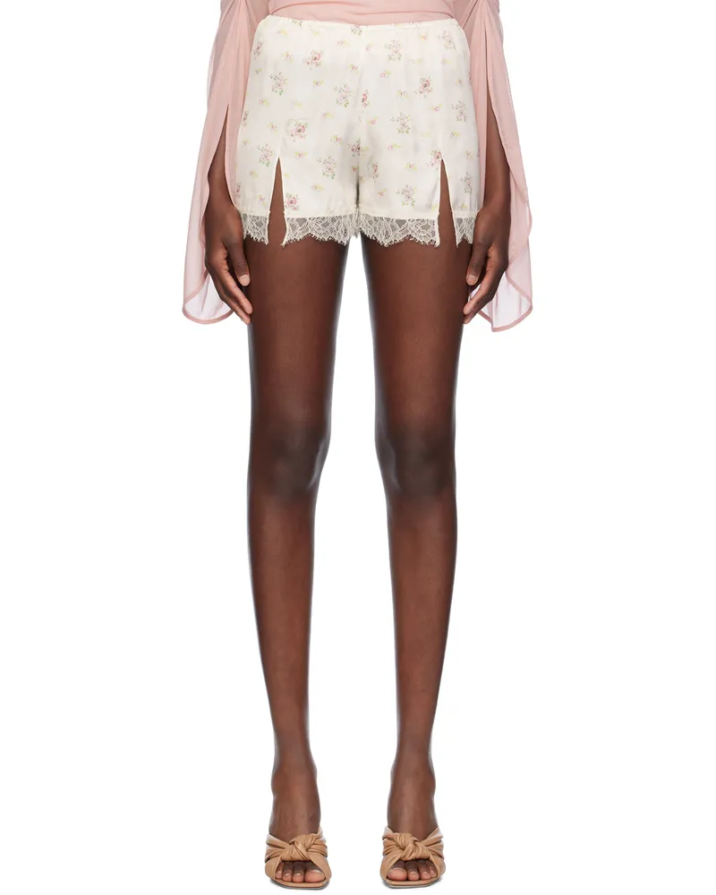 Blumarine Off-White Floral Shorts F1027