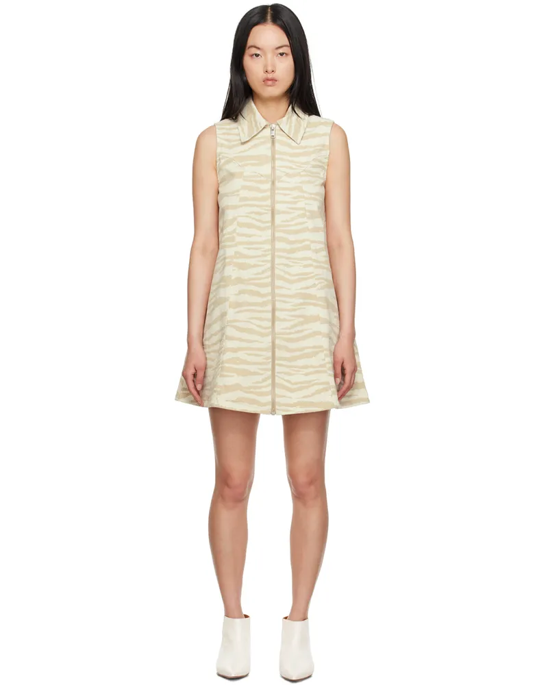 Ganni Beige Printed Denim Minidress 531