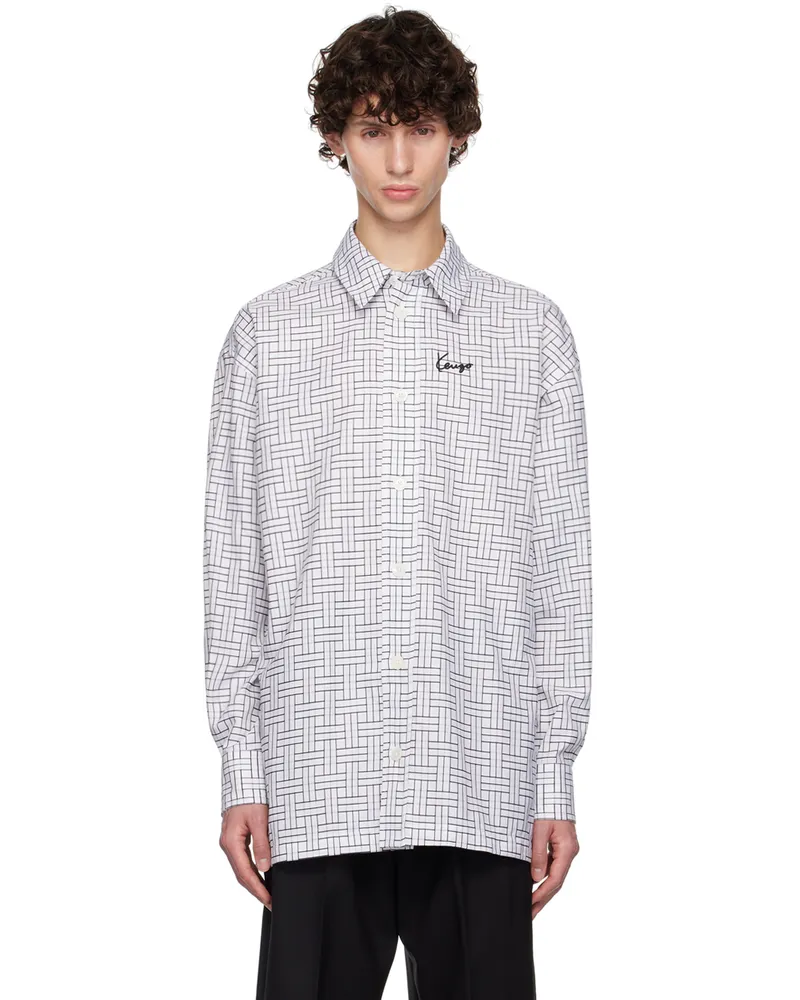 Kenzo White Paris ' Weave' Shirt White