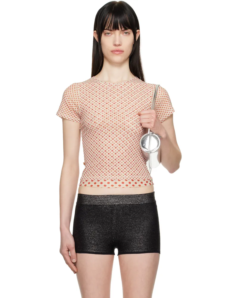 Miaou Red & Off-White Mesh Mini T-shirt White