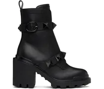 Black Roman Stud Ankle Boots