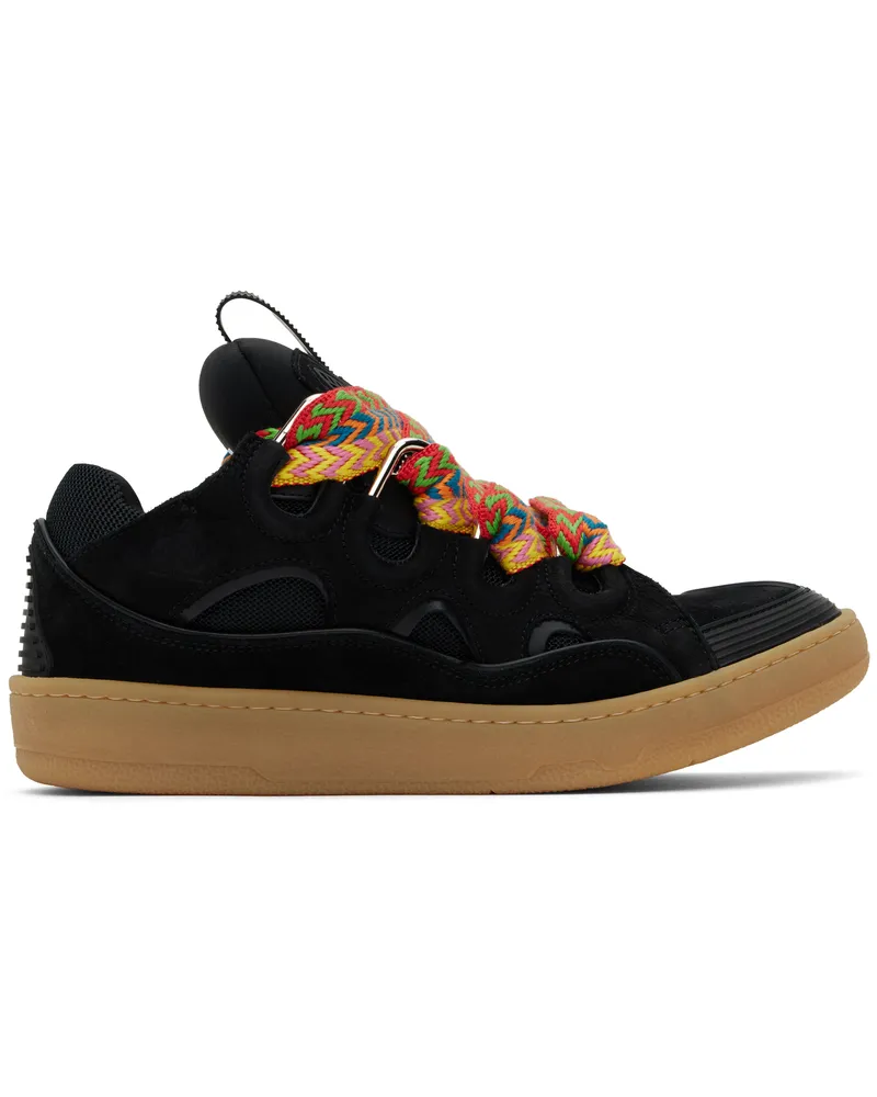 Lanvin Black Leather Curb Sneakers Black