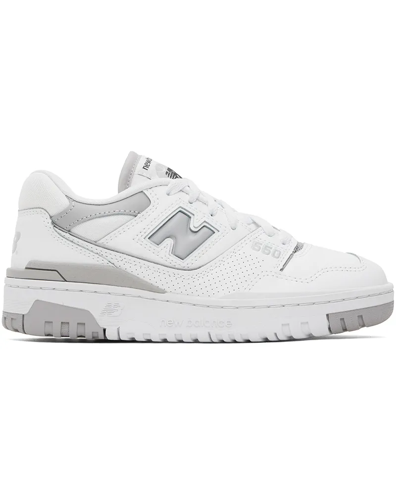 New Balance White & Gray 550 Sneakers White