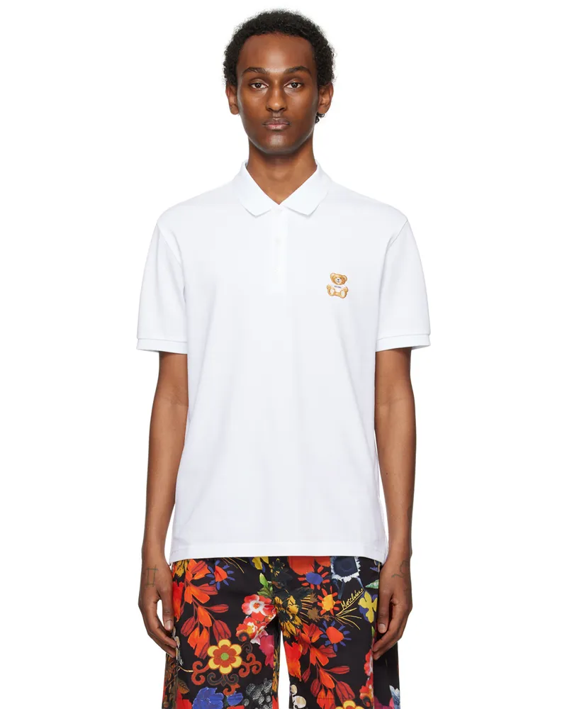 Moschino White Embroidered Polo V0001