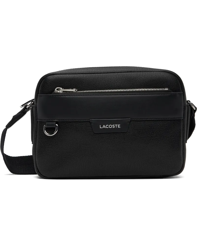 Lacoste Black Ossian Leather Reporter Bag Noir