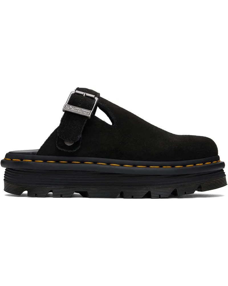 Dr.Martens Black Zebzag Suede Slingback Platform Mules Black
