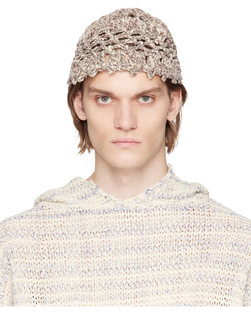 VITELLI SSENSE Exclusive Brown Flower Beanie Cream