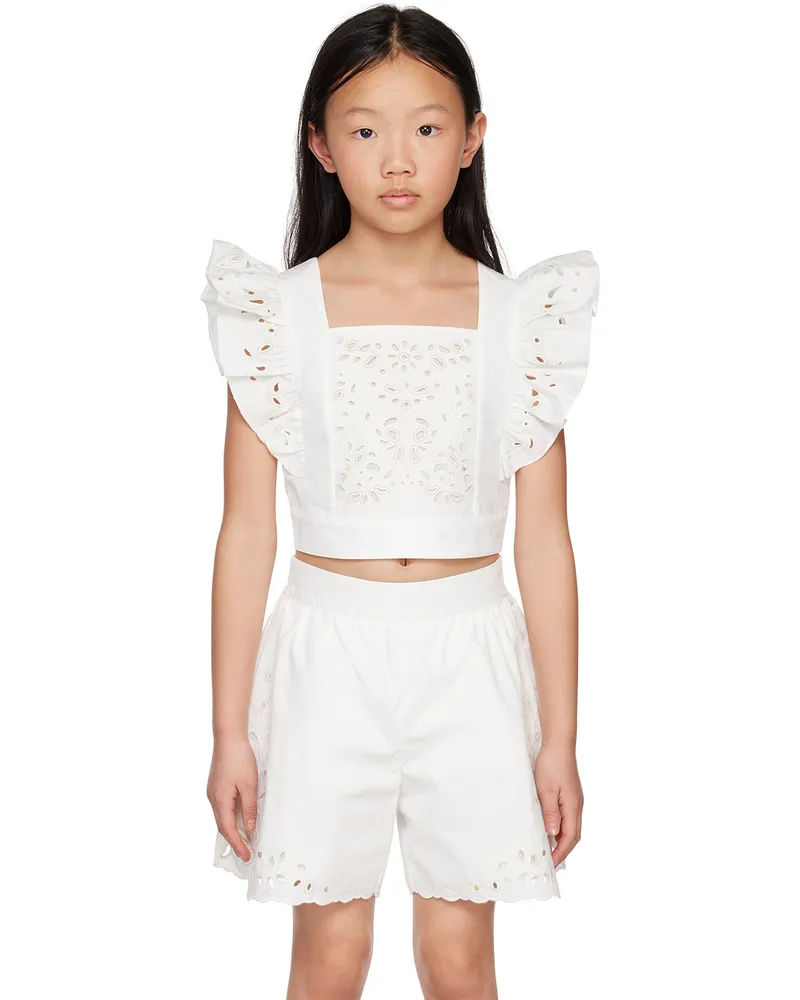 Chloé Kids Off-White Ruffled Top 117