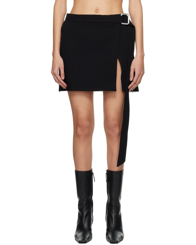 AMI Paris Black Cinch Miniskirt Black