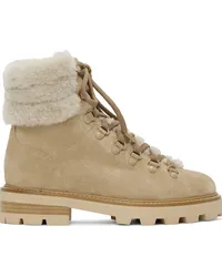 Jimmy Choo Beige Shearling Eshe Hiking Boots Stucco