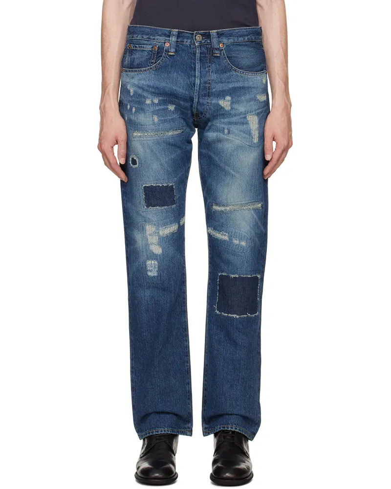 Junya Watanabe Indigo Distressed Jeans Indigo