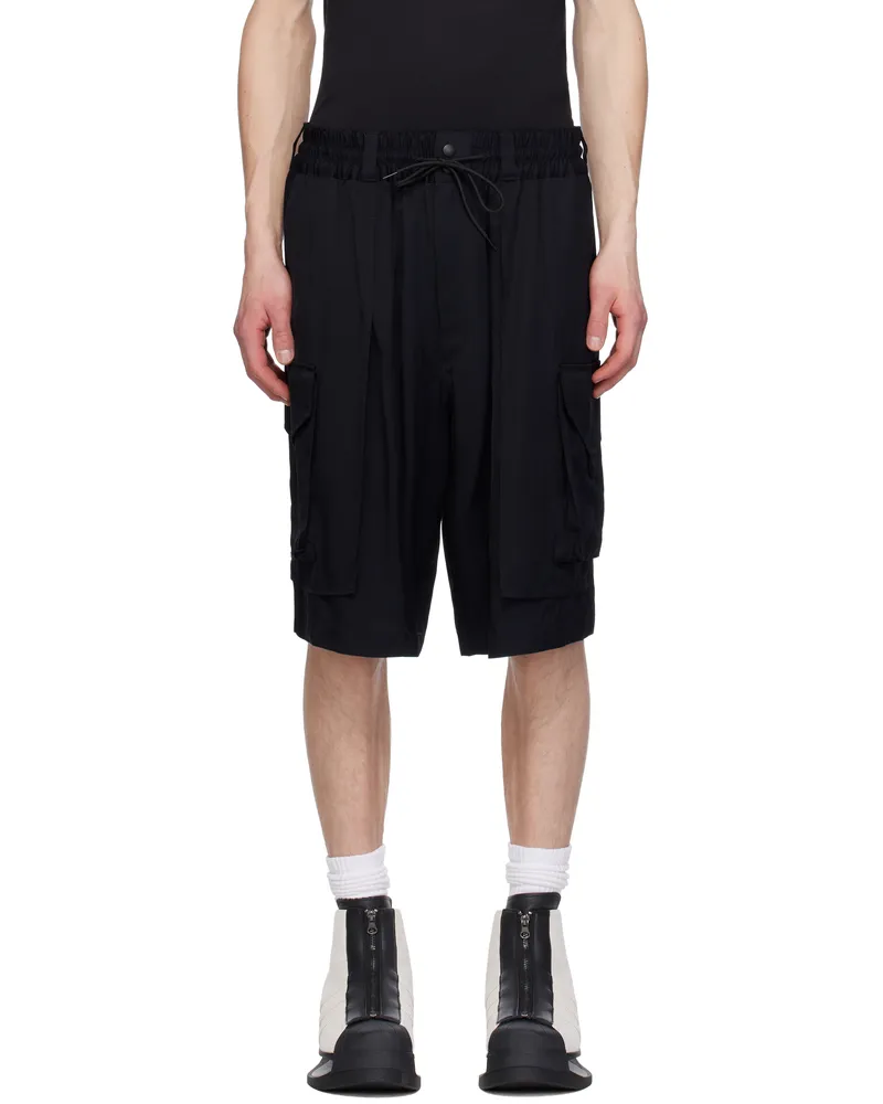 Y-3 Black Twill Shorts Black