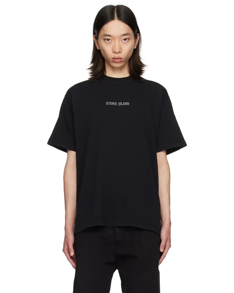Stone Island Black Embroidered-Logo T-Shirt V0029
