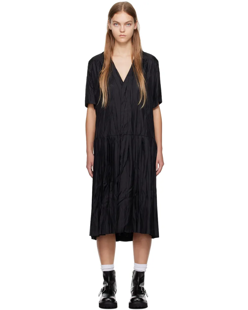 Maison Margiela Black Pleated Midi Dress 900j