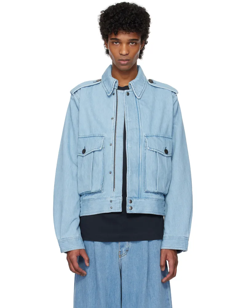 Dries van Noten Blue Epaulets Denim Jacket 514