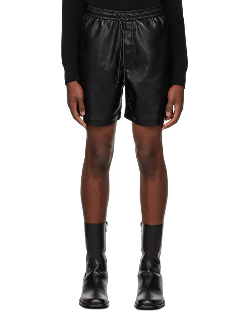 Nanushka Black Doxxi Vegan Leather Shorts Black