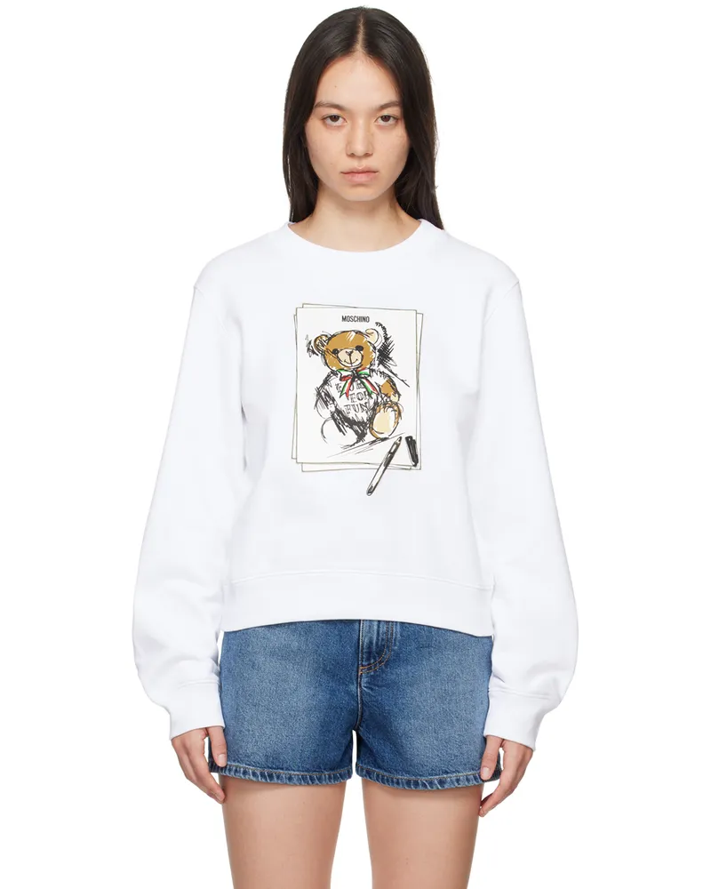 Moschino White Teddy Bear Sweatshirt 1001