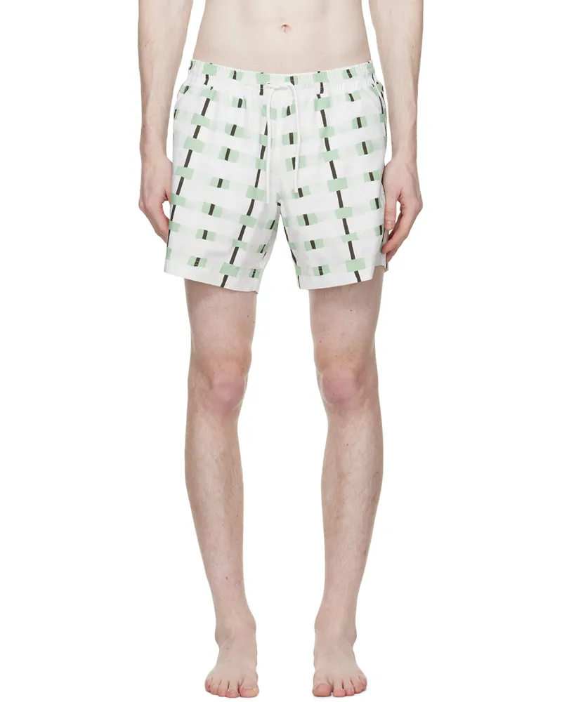 COMMAS Off-White Checked Swim Shorts Off