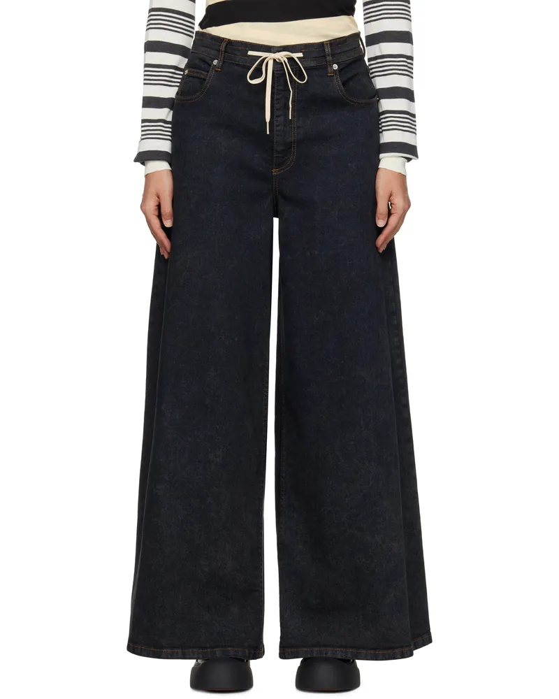 Marni Black Marble Wide-Leg Jeans Mdn99