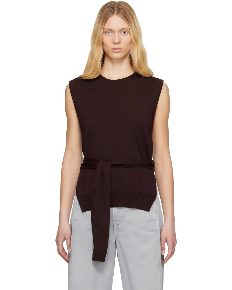Christophe Lemaire Burgundy Trompe L'oeil Sleeveless Sweater Pu870