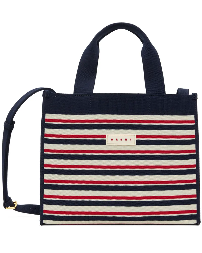 Marni Navy & White Jacquard Shopper Tote Zo728