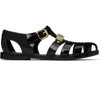 Black Jelly Lettering Logo Sandals