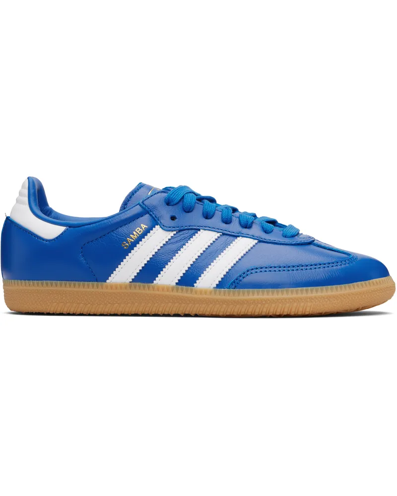 adidas Blue & White Samba OG Sneakers Blue