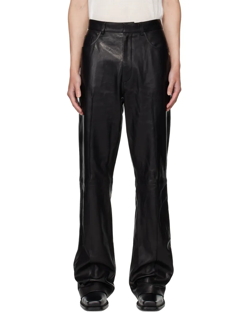 Amiri Black Boot Cut Leather Pants Black