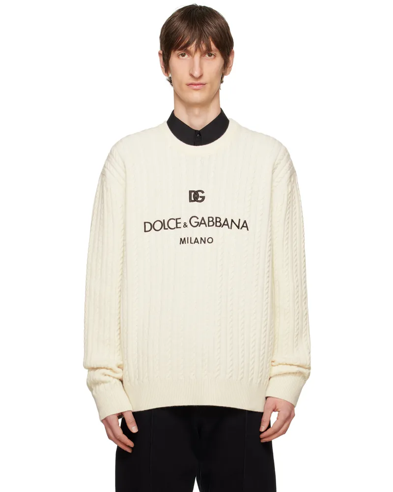 Dolce & Gabbana Off-White Girocollo Sweater Bianco
