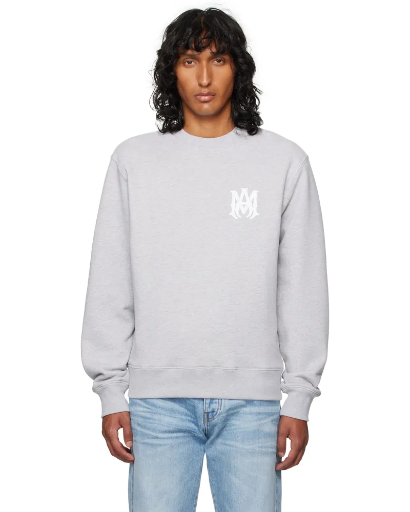 Amiri Gray MA Core Logo Crew Sweatshirt Grey