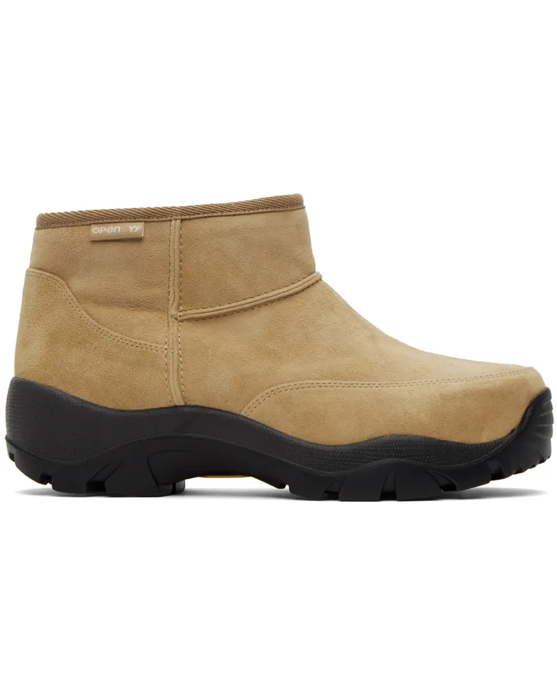 OPEN YY Beige Treaded Shearling Boots Beige