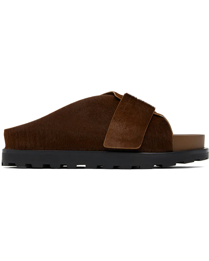 Jil Sander Brown Velcro Sandals 224