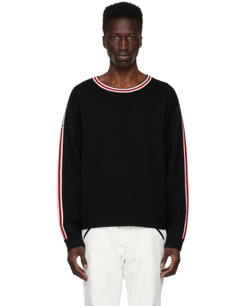 Perfect Moment Black Striped Trim Sweater Black