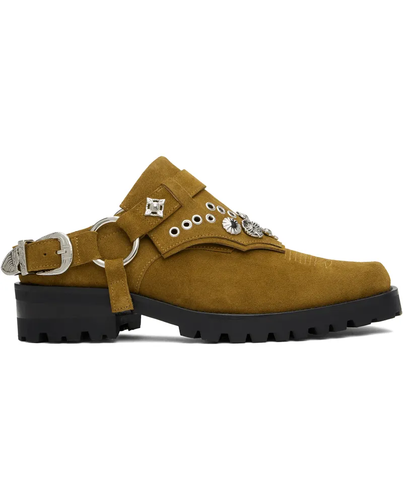 Toga Tan Suede Slip-on Loafers Khaki