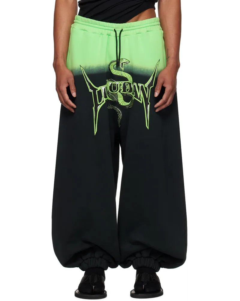 LU'U DAN Green & Black Metal Head Sweatpants Slime