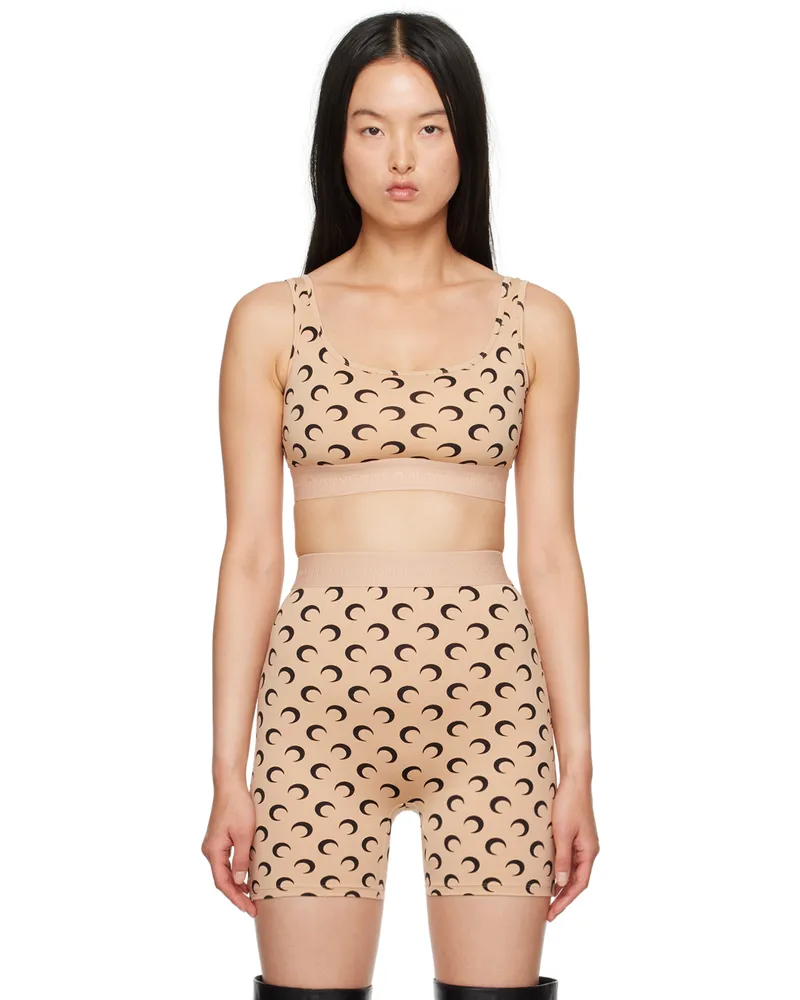 Marine Serre Tan All Over Moon Sport Bra Ta10
