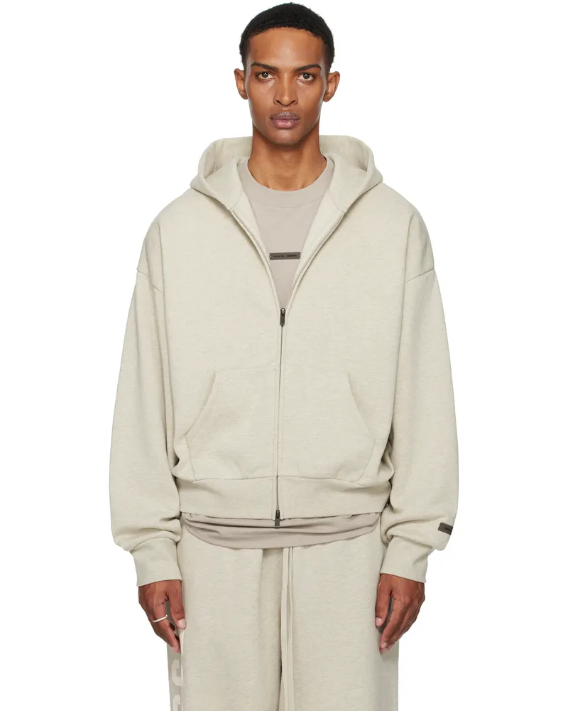 Fear of God Beige Classic Fit Fleece Zip-Up Hoodie Heather