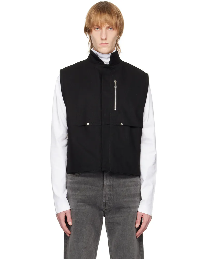 CARSON WACH Black Paneled Vest Raw