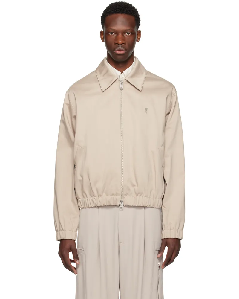 AMI Paris Beige Ami de Cœur Bomber Jacket Light