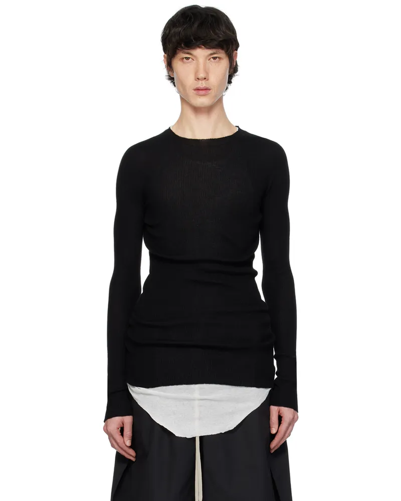Rick Owens Black Ribbed Sweater 09
