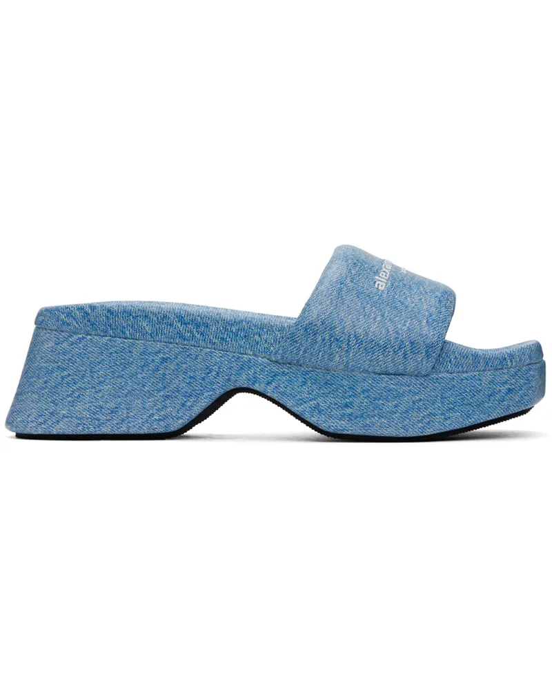 Alexander Wang Blue Trompe L'œil Denim Goatskin Float Heeled Sandals 473