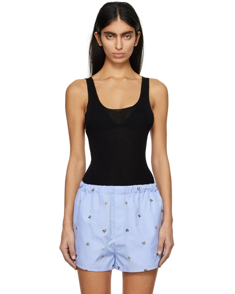 Rier Black Ribbed Tank Top Black