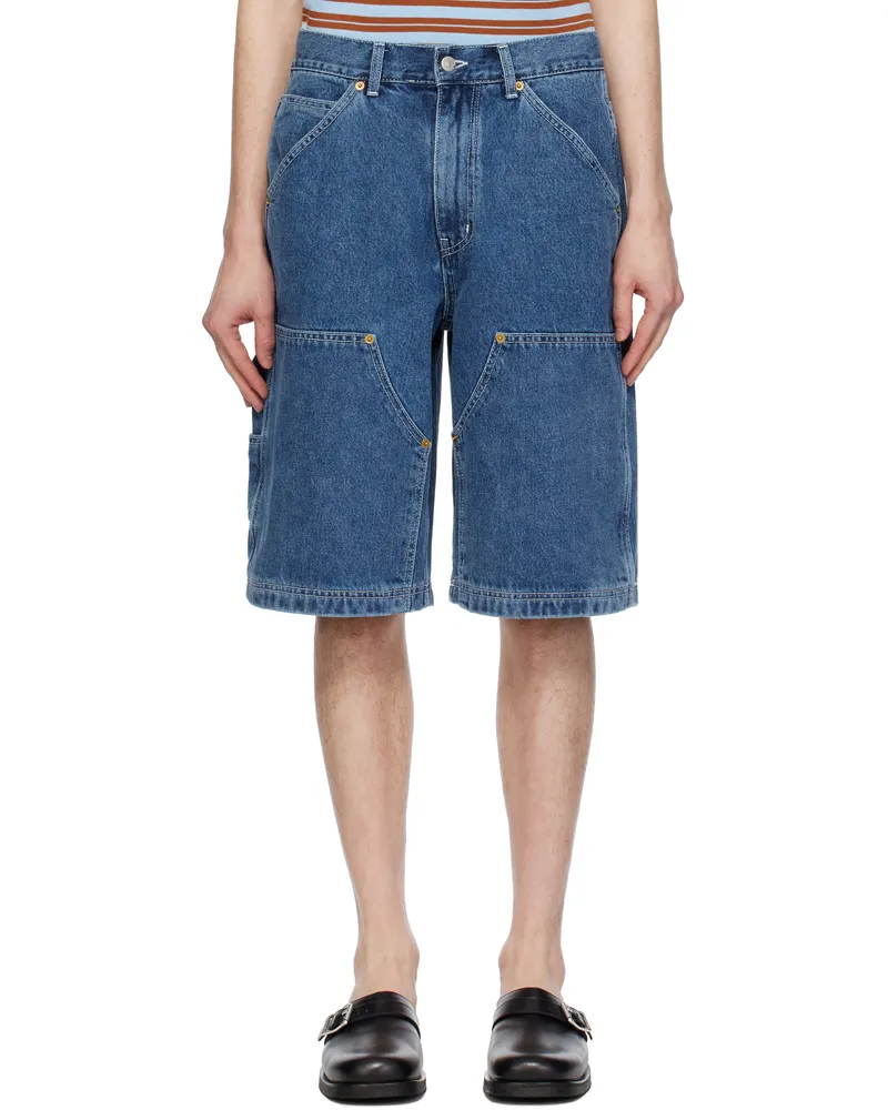AFTER PRAY Blue James Carpenter Denim Shorts Indigo