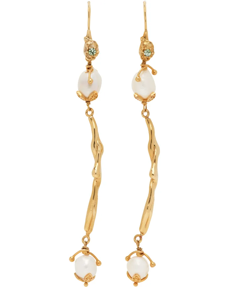 Marni Gold River Pearl Dangle Earrings 00w10