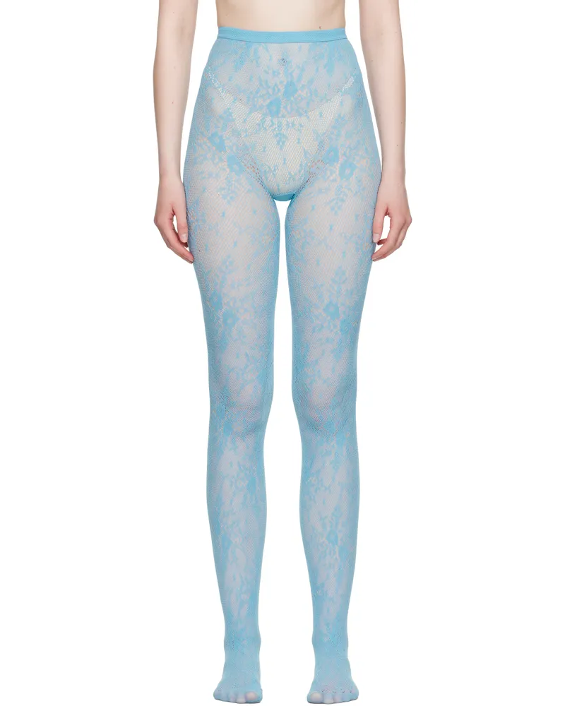 Swedish Stockings Blue Rosa Lace Tights Sky