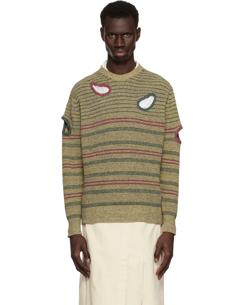Toga Multicolor Hole Knit Sweater Beige
