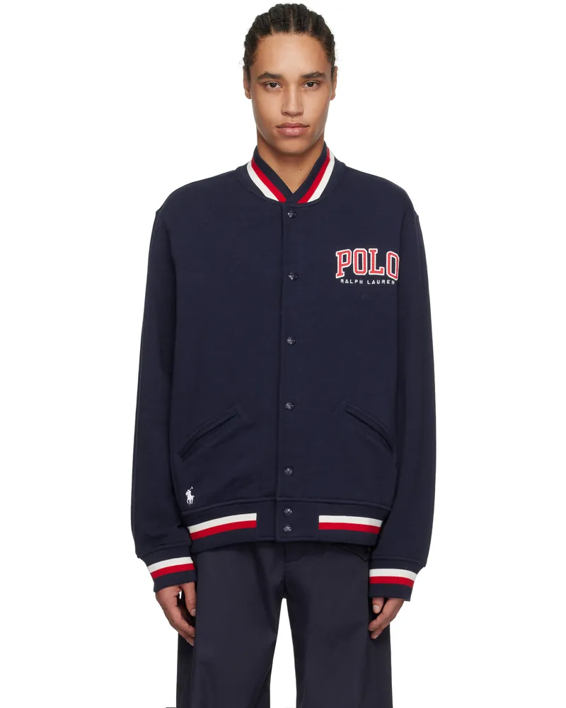 Ralph Lauren Navy Vintage Fleece Bomber Jacket Navy